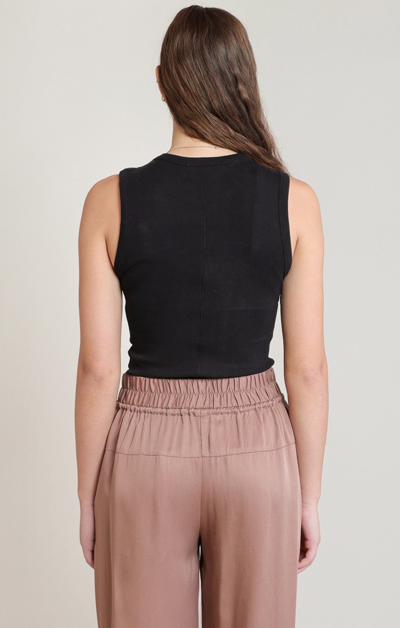 Harvest Ribbed Tank in Black by Dex