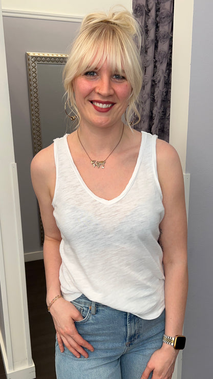 Sierna Slub Jersey Tank in White by Dear John