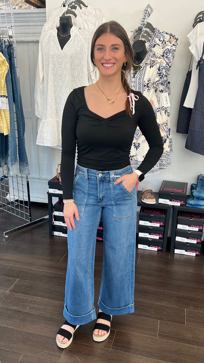 Kris High Rise Super Soft Baggy Cuffed Wide Leg in Enviably by Vervet