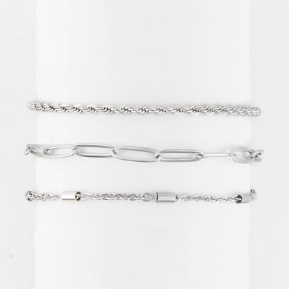 Narelle Waterproof Twisted Chain Trio Bracelet Set
