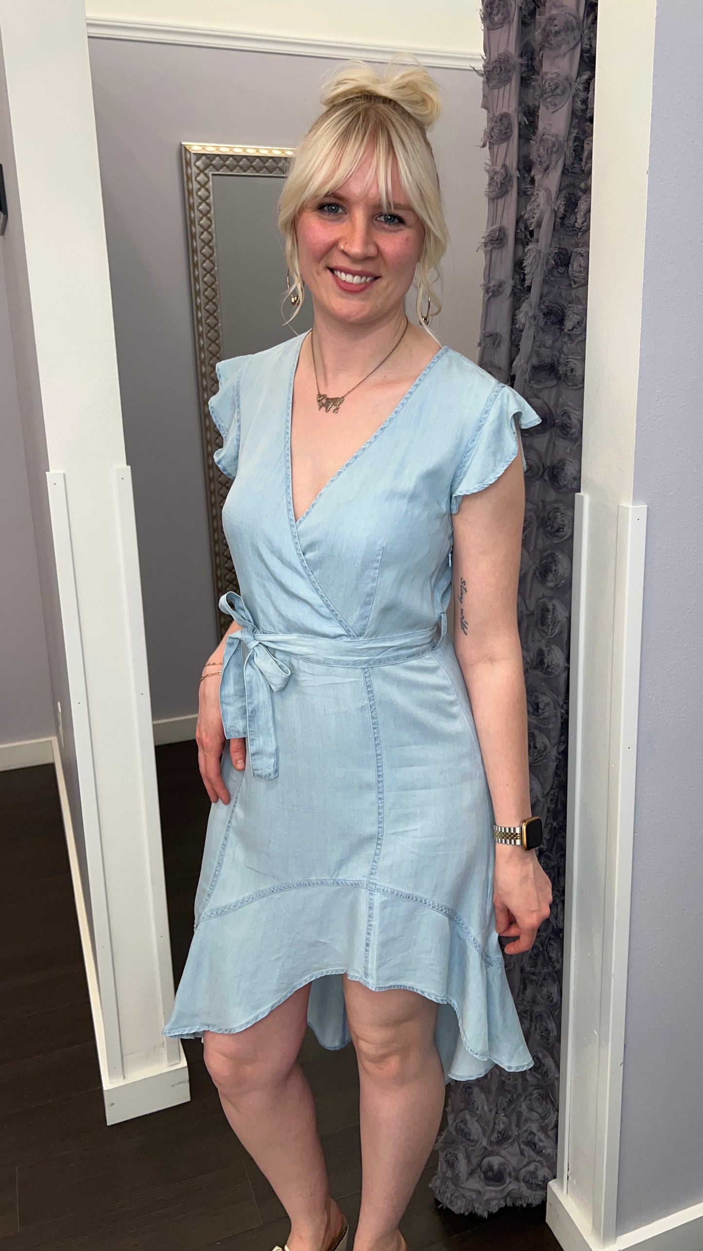 Anahi Tencel Dress in Carolina Blue by Dear John
