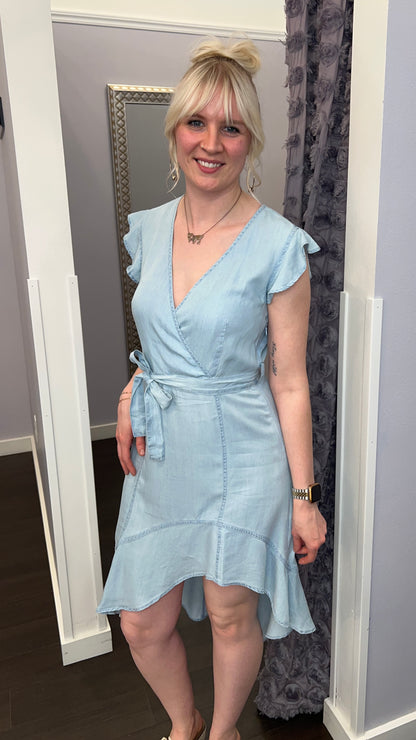 Anahi Tencel Dress in Carolina Blue by Dear John
