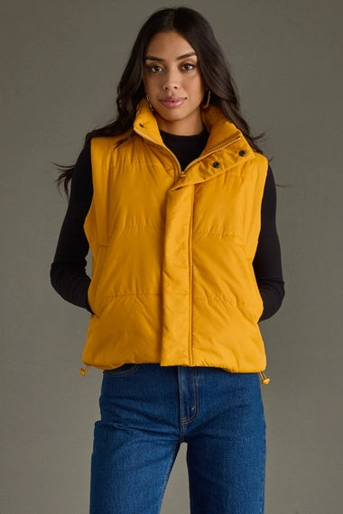 Layer Me Up Puffer Vest in Mustard