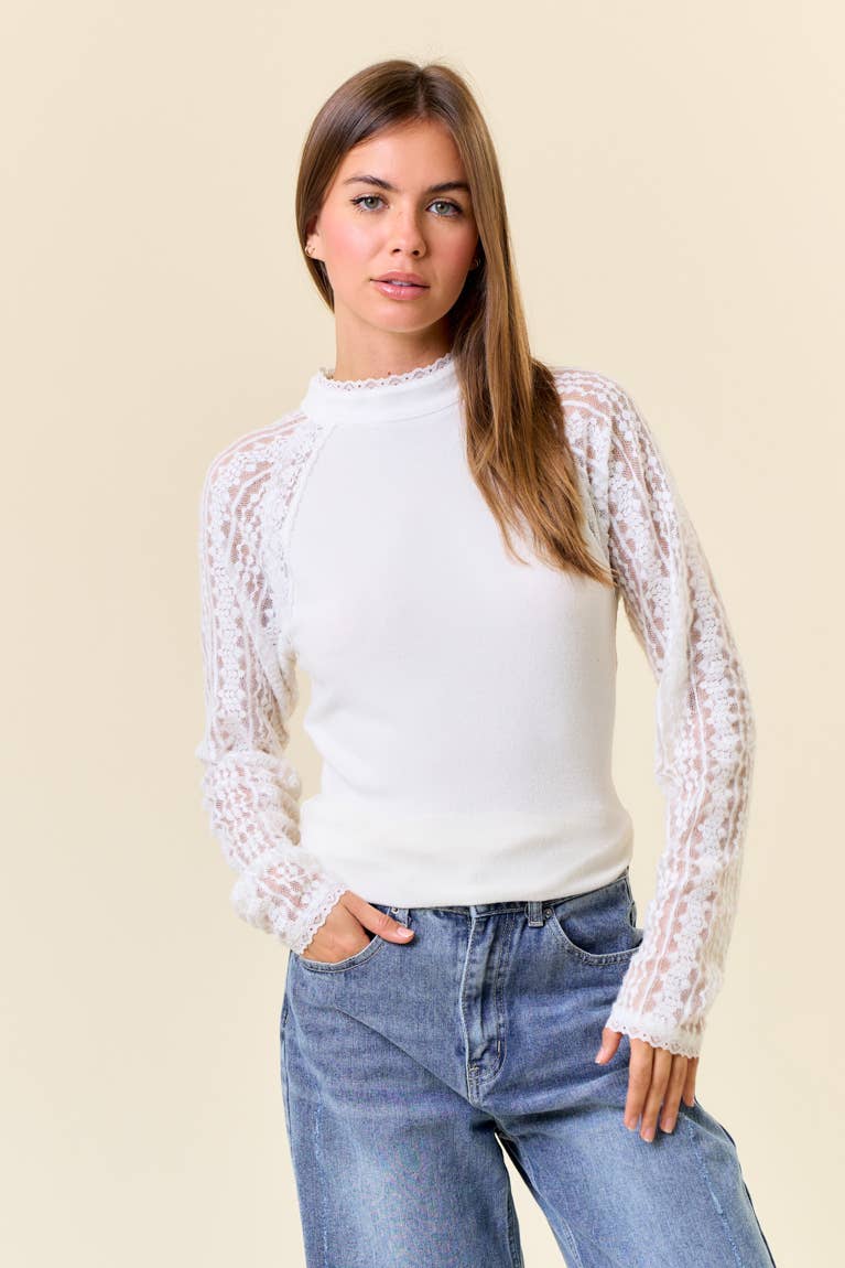Sweet Serenity Lace Sleeve Top