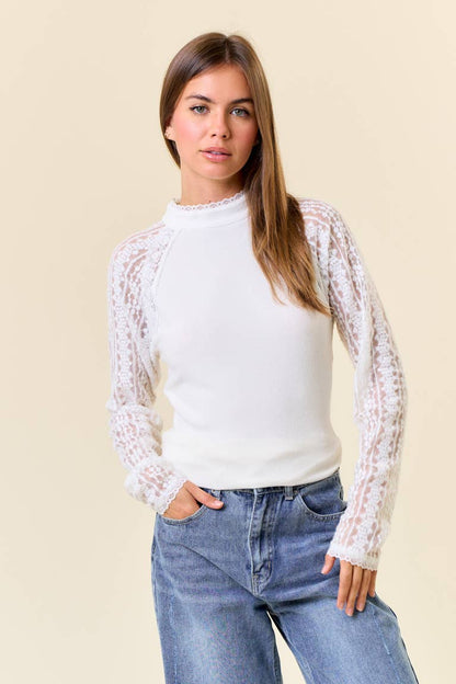 Sweet Serenity Lace Sleeve Top