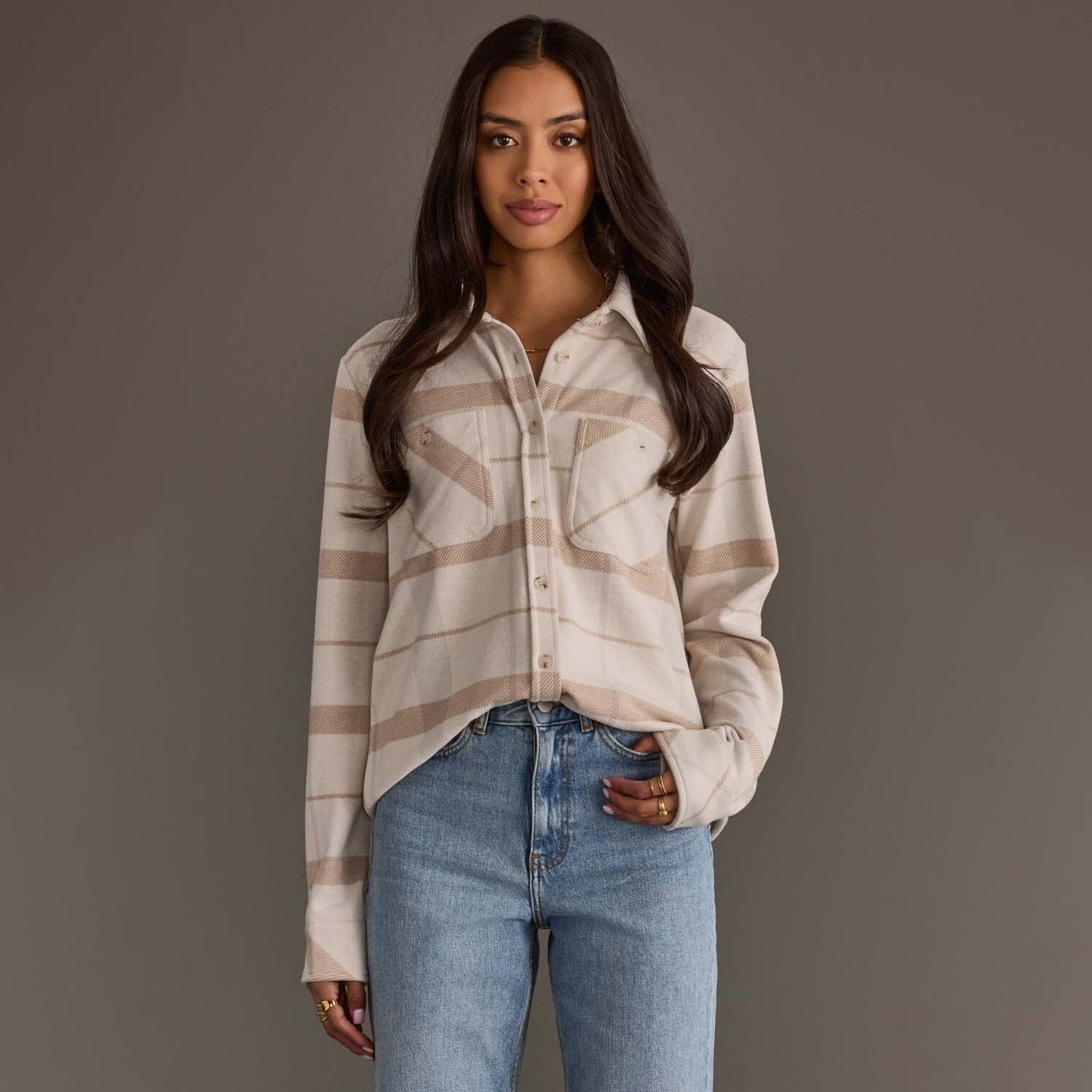 PRE ORDER Neutral Ground Plaid Button Up