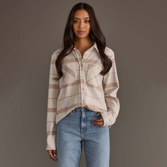 Neutral Ground Plaid Button Up