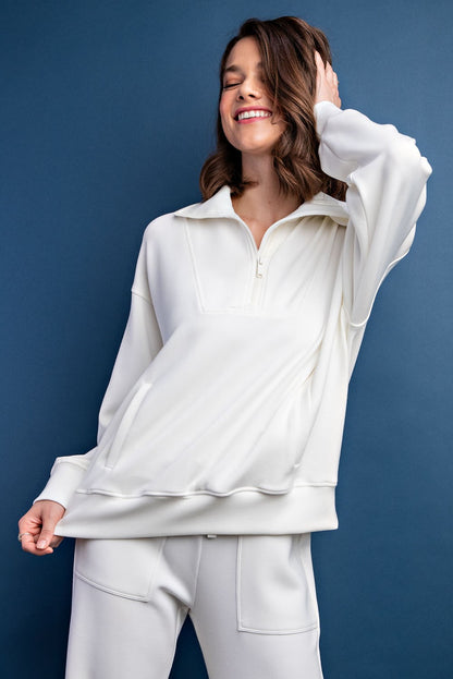 Modal Quarter Zip Mock Neck Pullover