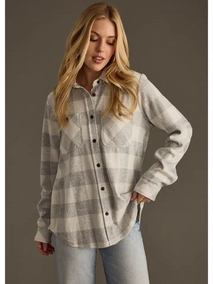 Light Grey & White Super Soft Button Up