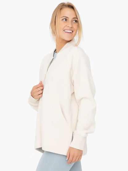 Mono B Zip Up Relaxed Fit Rib Jacket - ALL SALES FINAL