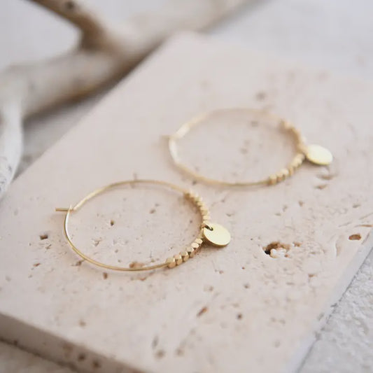 Sienna Gold Plated Faceted Pendant Hoop Earrings