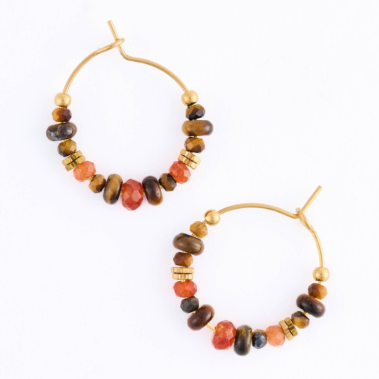 Narelle Waterproof Gemstone Beaded Hoop Earrings