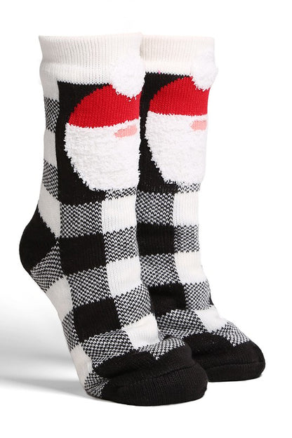 Santa Baby Buffalo Check Non-Slip Slipper Socks