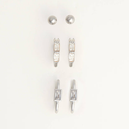 Narelle Waterproof Rectangle Hoop Earring Trio
