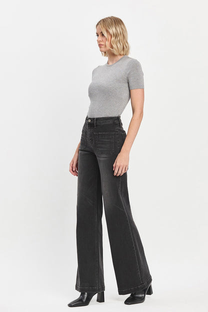 Power Play High Rise Wide Leg Trouser in Engross by Vervet