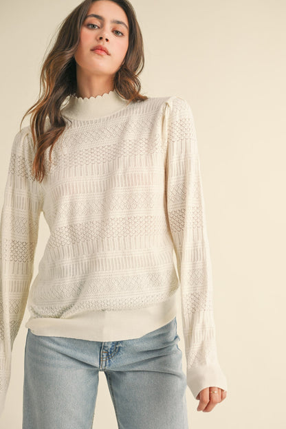 Pointelle Elegance Sweater