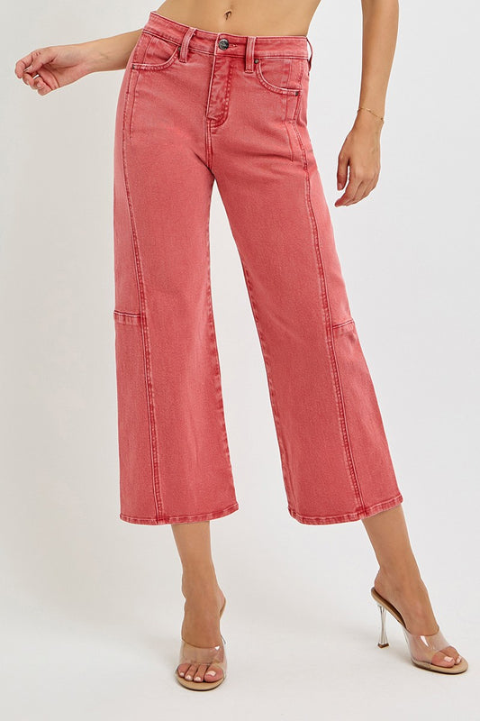 Strawberry Sunsent High Rise Wide Leg Barrel Jeans by Risen