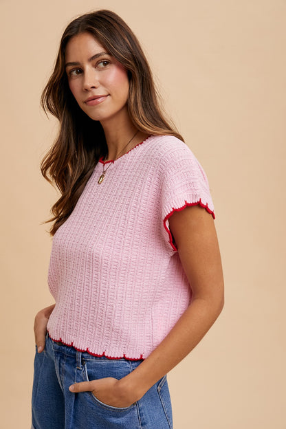 Scallop Chic Sweater Top