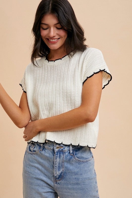 Scallop Chic Sweater Top