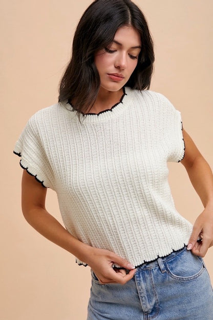 Scallop Chic Sweater Top