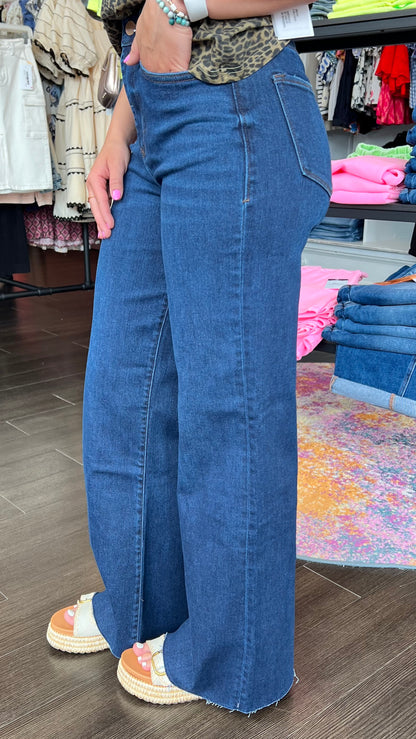 Fiona High Rise Clean Hem in Dark Knight by Dear John