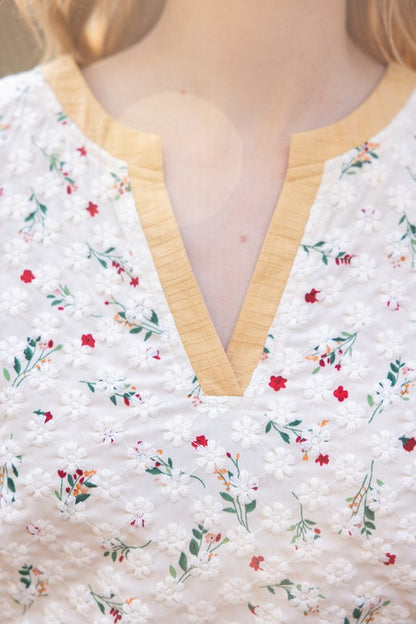 Floral Embroidered Puff Sleeve Top