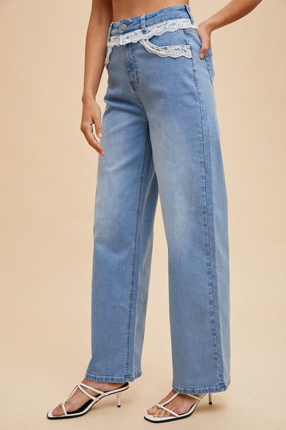 Lace Me Up High Rise Jeans