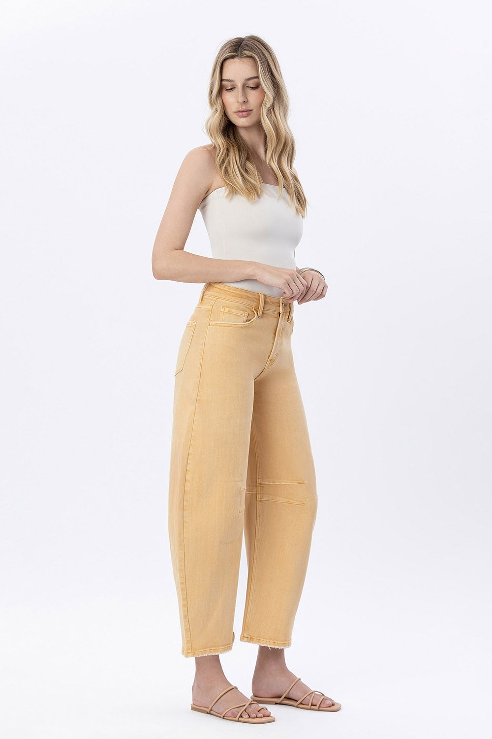 Harvest Haze Barrel Leg High Rise Jeans by Flying Monkey