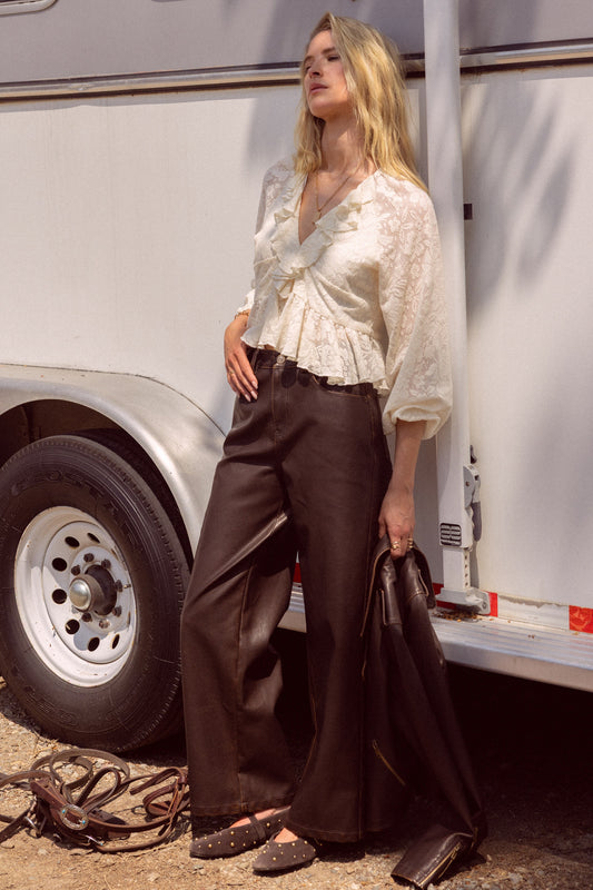 Rustic Rebel Faux Leather Pants by Skies Are Blue