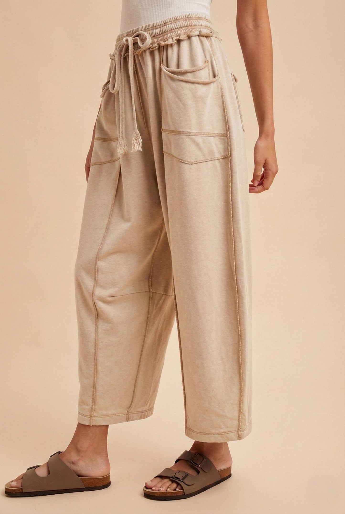 Easy Street French Terry Barrel Leg Joggers