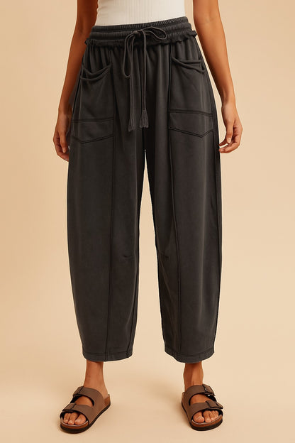 Cozy Cool French Terry Barrel Leg Joggers