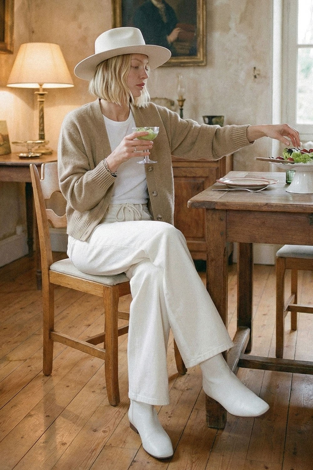 Cream Dream Drawstring Wide Leg Jeans by Vervet