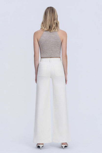 Cream Dream Drawstring Wide Leg Jeans by Vervet