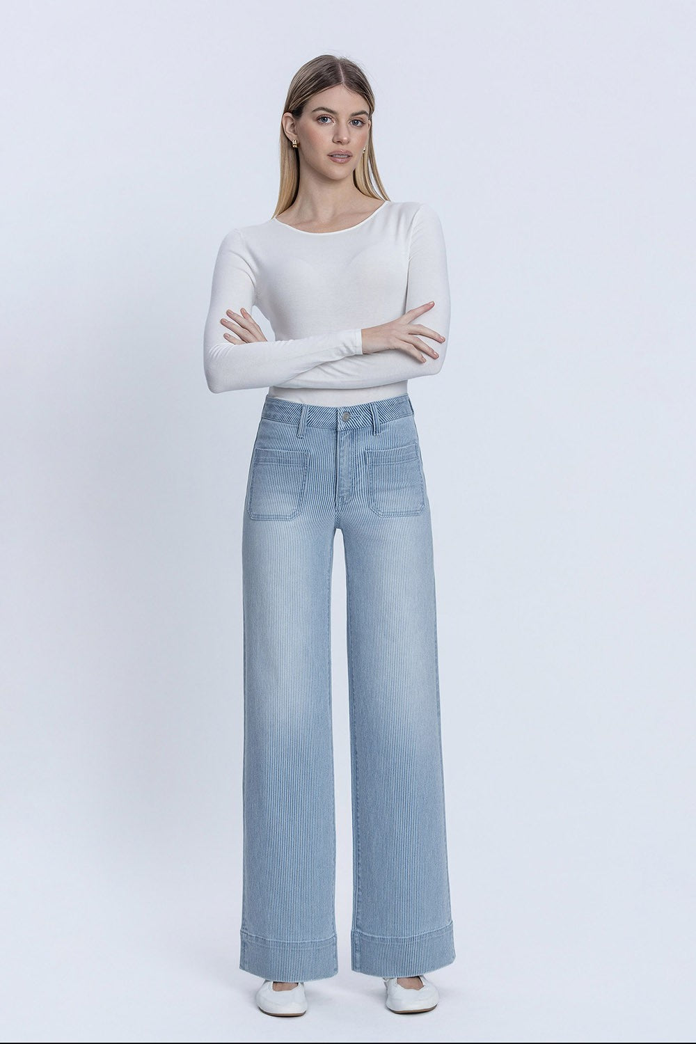 Sunday Sail Pinstripe Jeans by Vervet