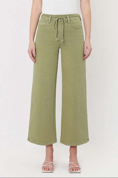Meadow Walk Wide Leg Jeans in Eucalyptus by Vervet