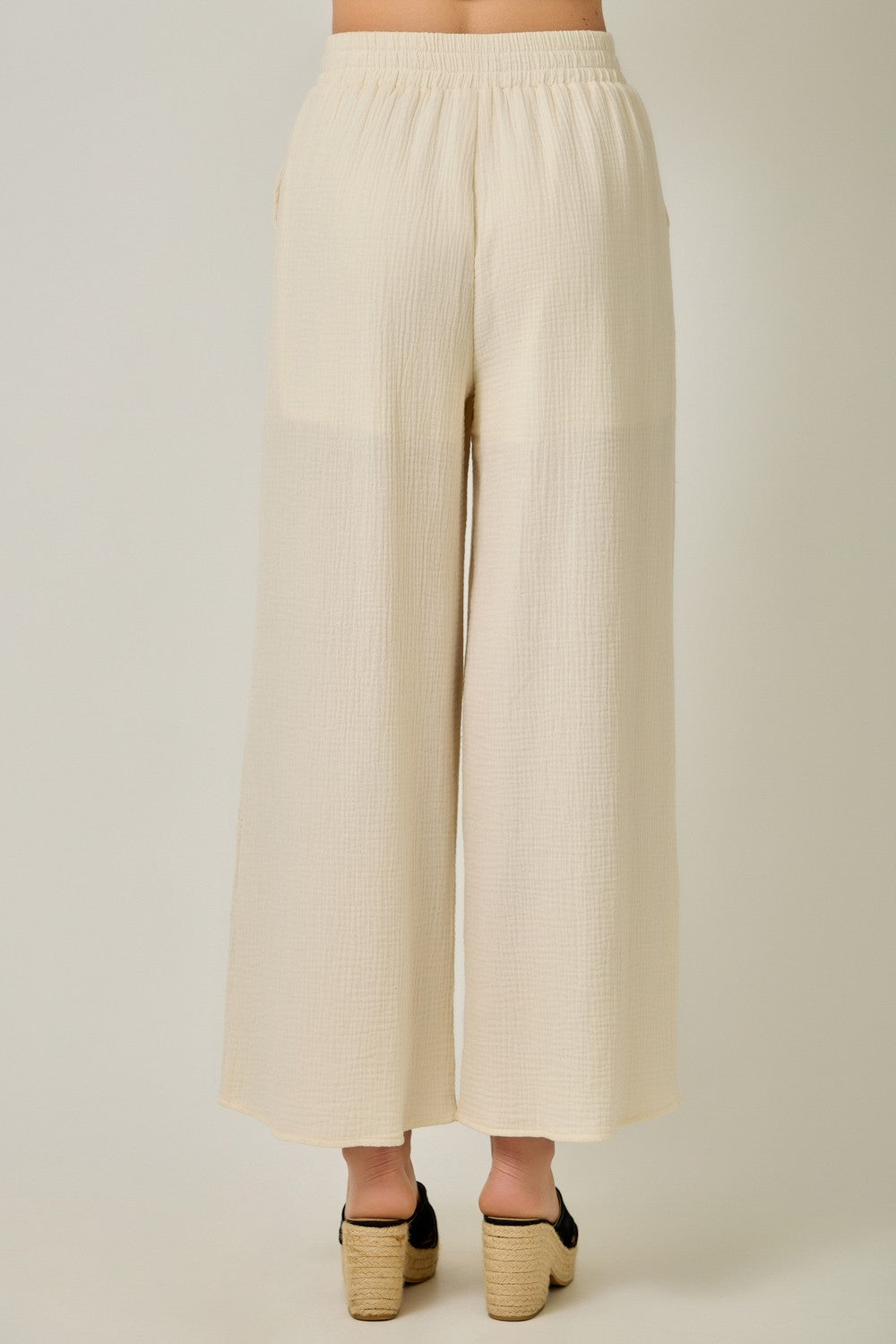 Sweet Escape Embroidered Cotton Gauze Pants in Ivory by Mystree