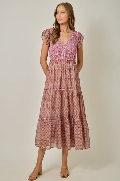 Blushing Bloom Dress in Raspberry by Mystree