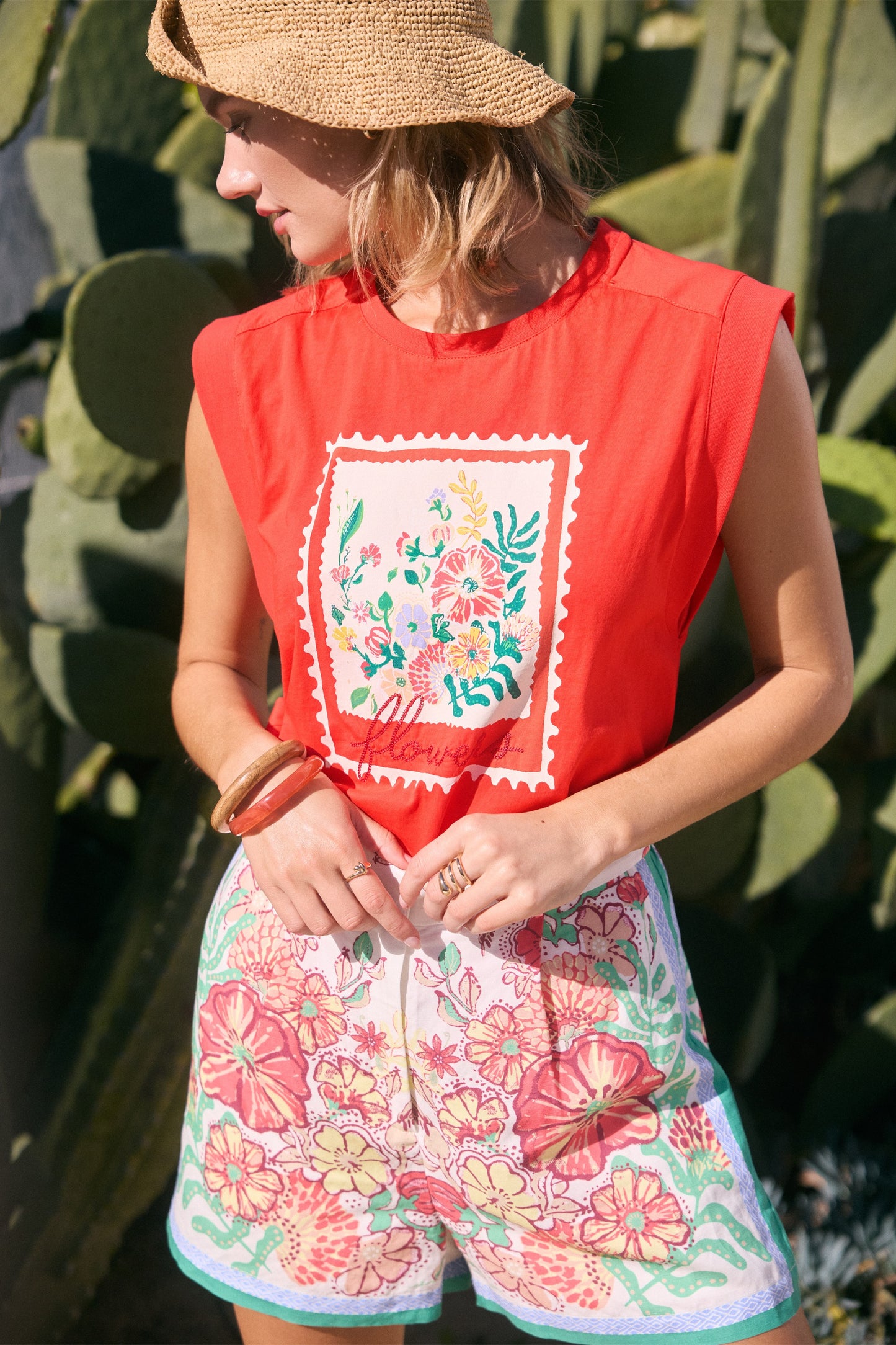Postcard Pretty Muscle Tee by Skies Are Blue
