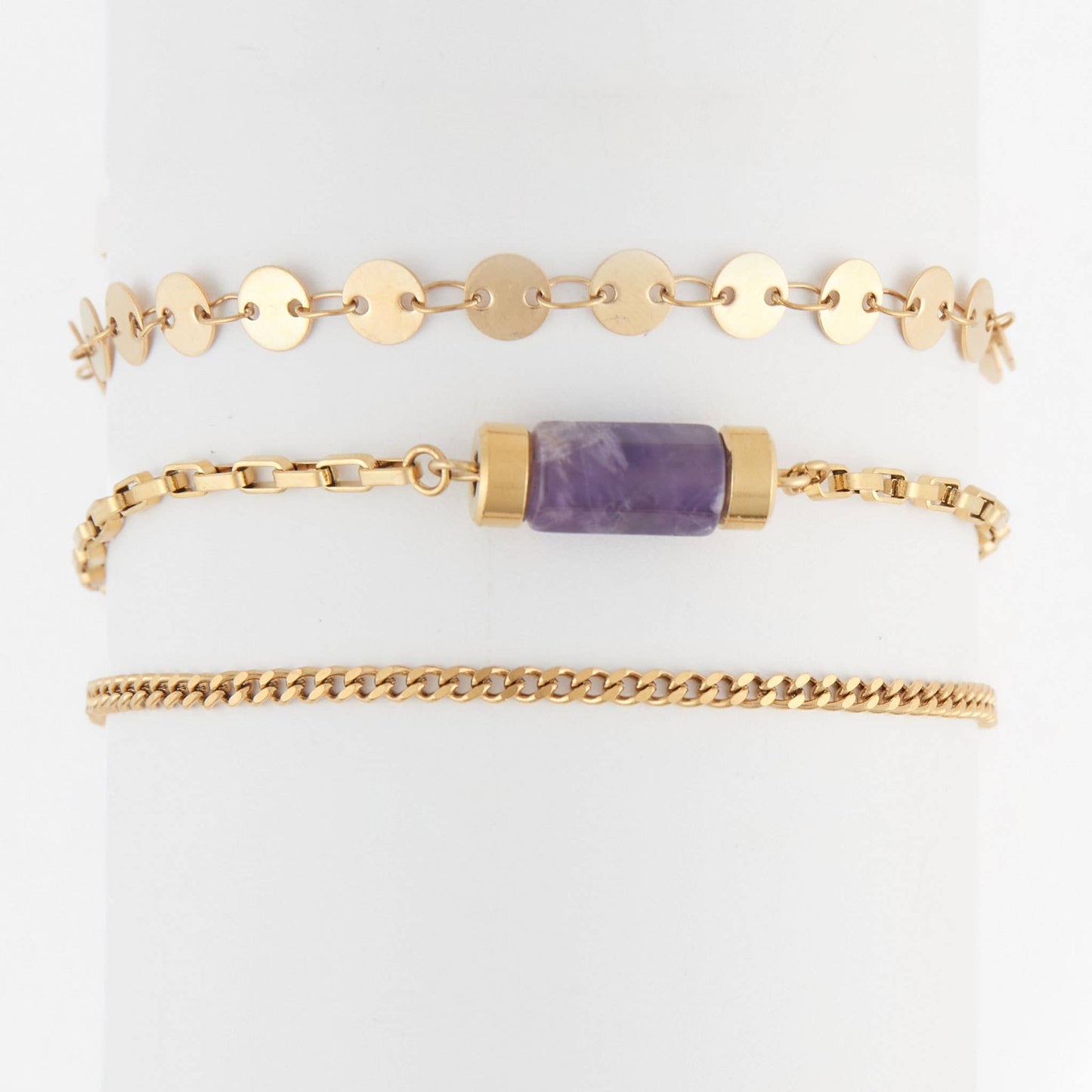 Narelle Waterproof Amethyst 3-Piece Bracelet Set