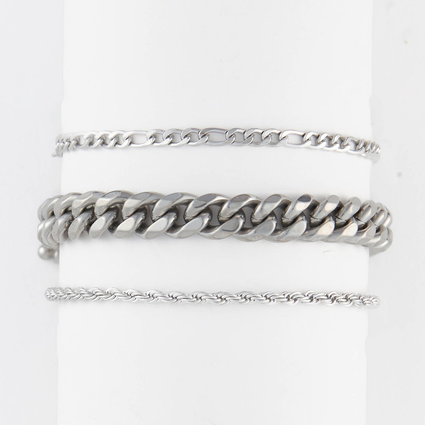 Narelle Waterproof Figaro Chain Trio Bracelet Set