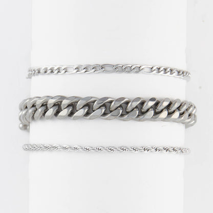 Narelle Waterproof Figaro Chain Trio Bracelet Set