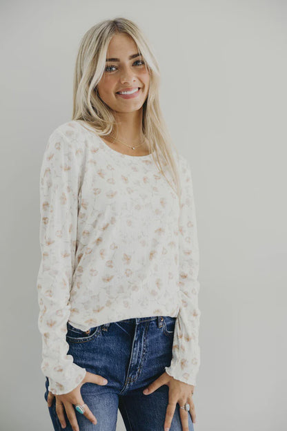 Long Sleeve Ribbed Tee in Dried Rose