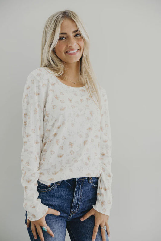 Long Sleeve Ribbed Tee in Dried Rose