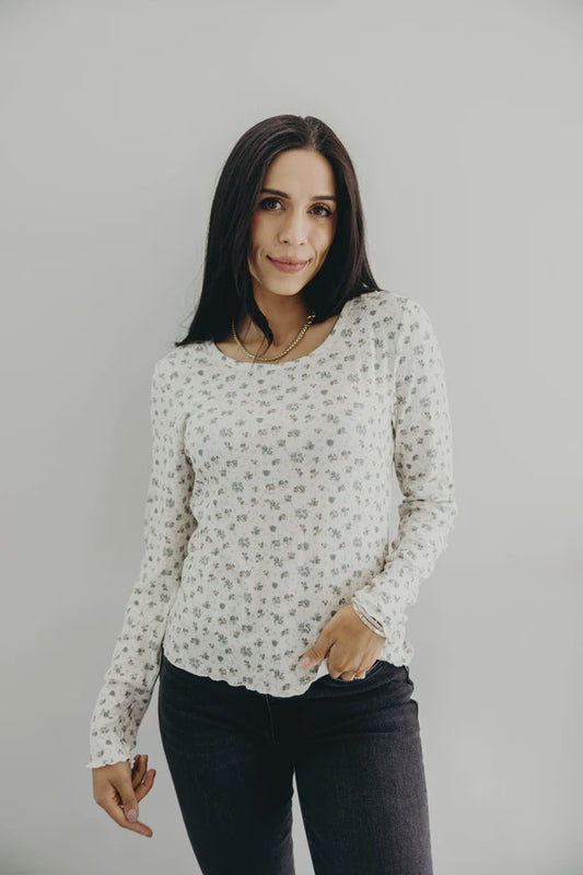 Long Sleeve Ribbed Tee in Dewdrop Slate