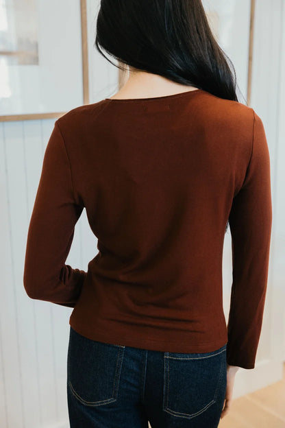 Hadley Button Cardigan in Russet