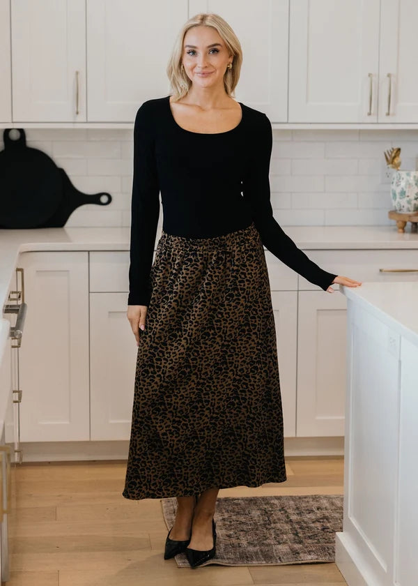 Wild About You Leopard Midi Skirt