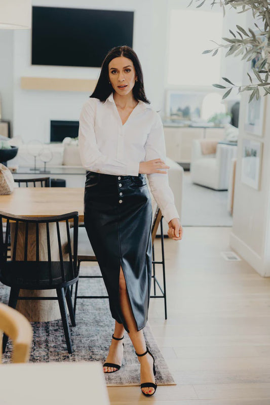 Boardroom to Bar Faux Leather Skirt