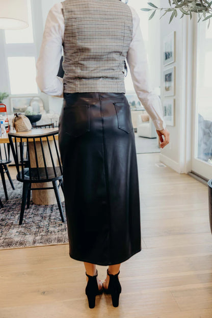 Boardroom to Bar Faux Leather Skirt