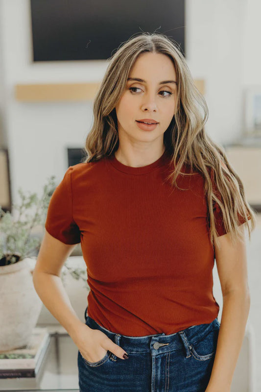 Short Sleeve Ribbed Tee