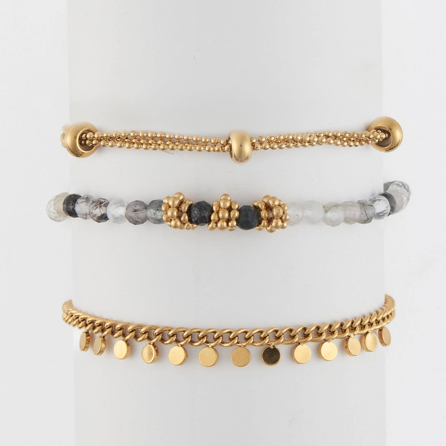 Narelle Waterproof Beaded Chain 3-Piece Bracelet Set
